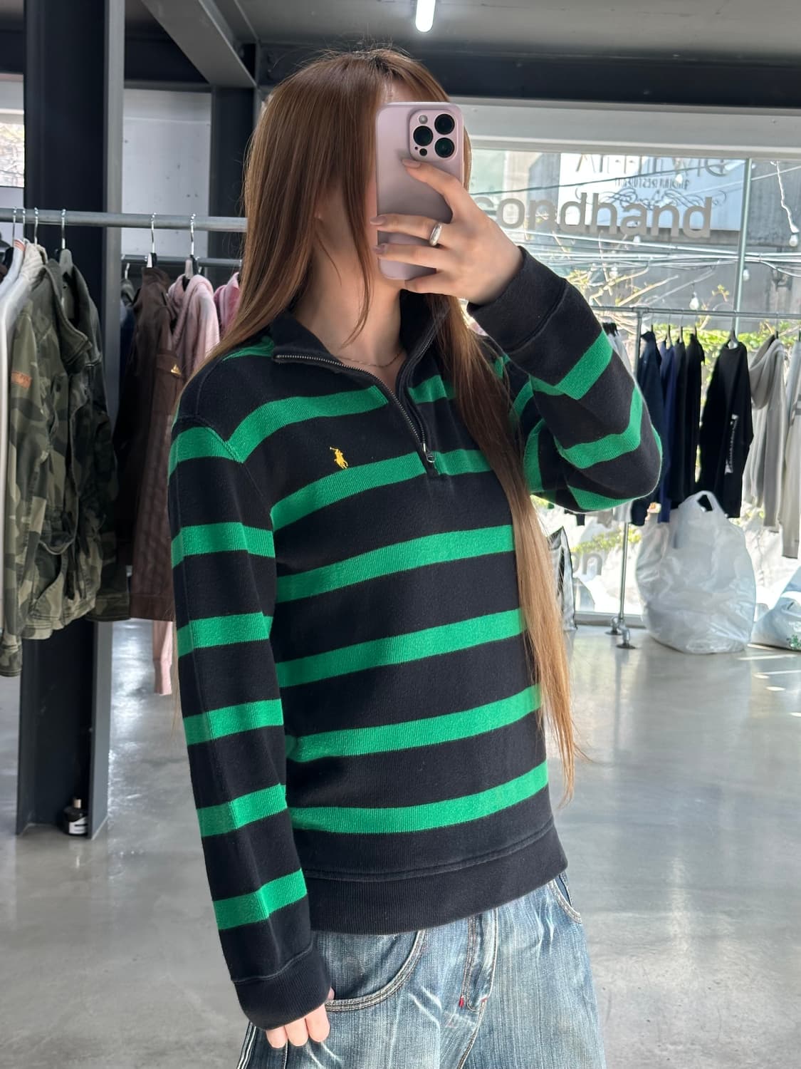 폴로랄프로렌 스트라이프 하프넥 긴팔집업 상품이미지4