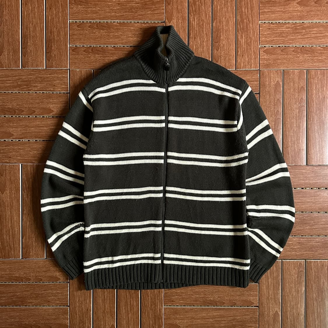 Fad tribe stripe knit zip-up cardigan 상품이미지2