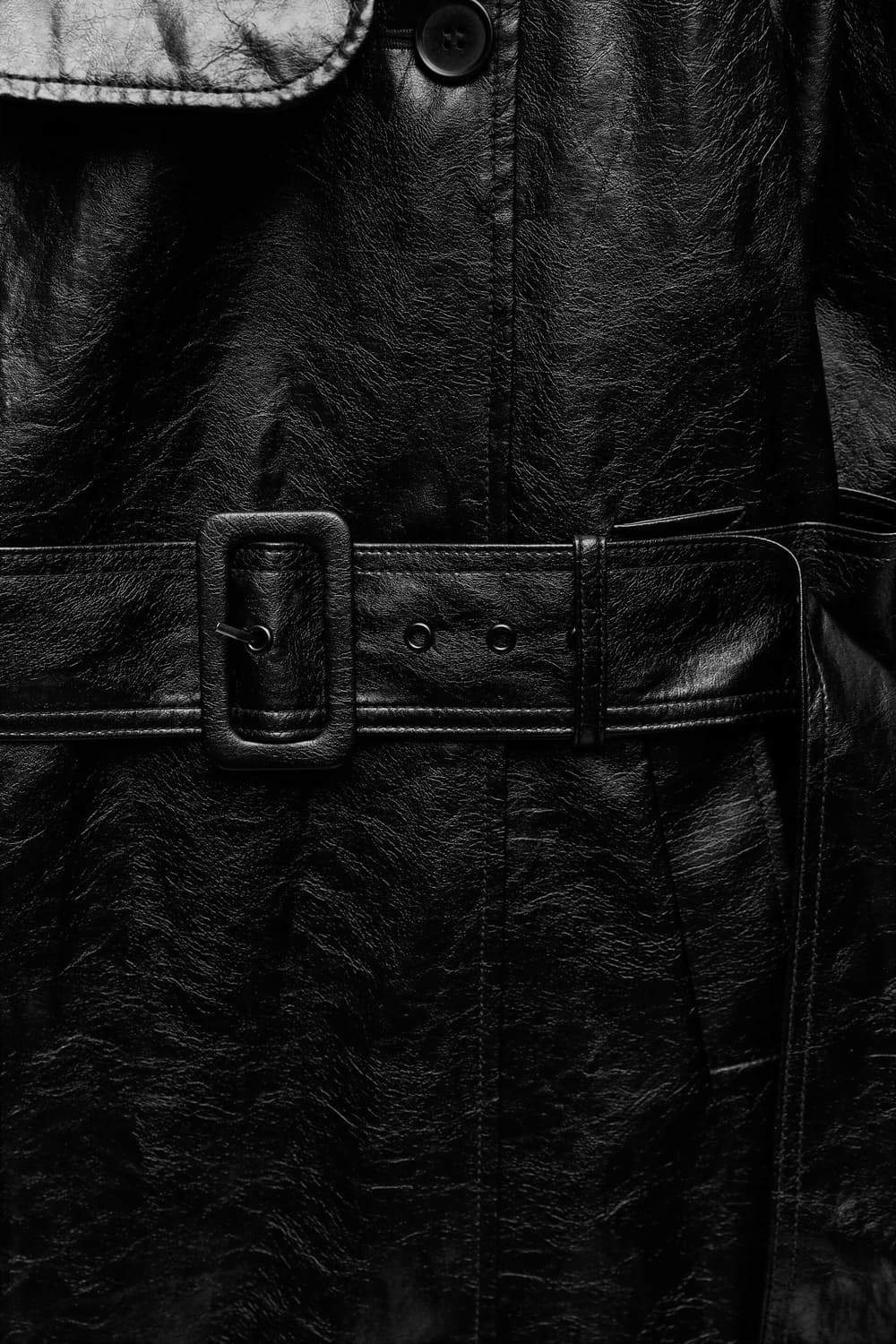 자라 블랙 레더 트렌치 코트 M 상품이미지5