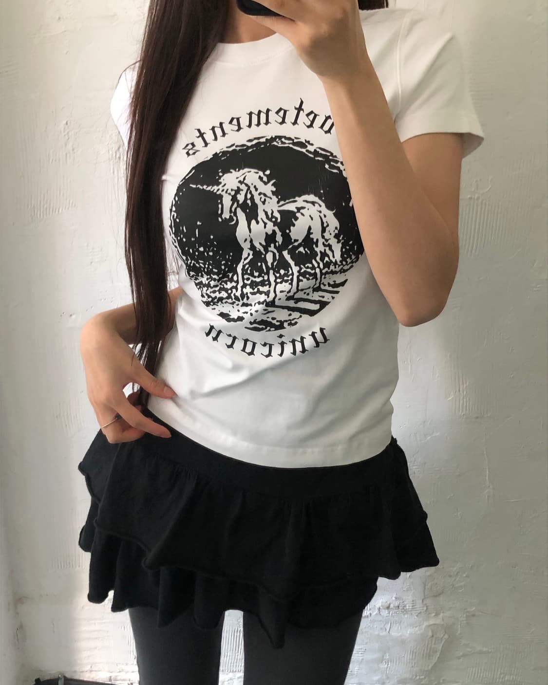 Vetements 베트멍 화이트 더블 유니콘 티셔츠 상품이미지1