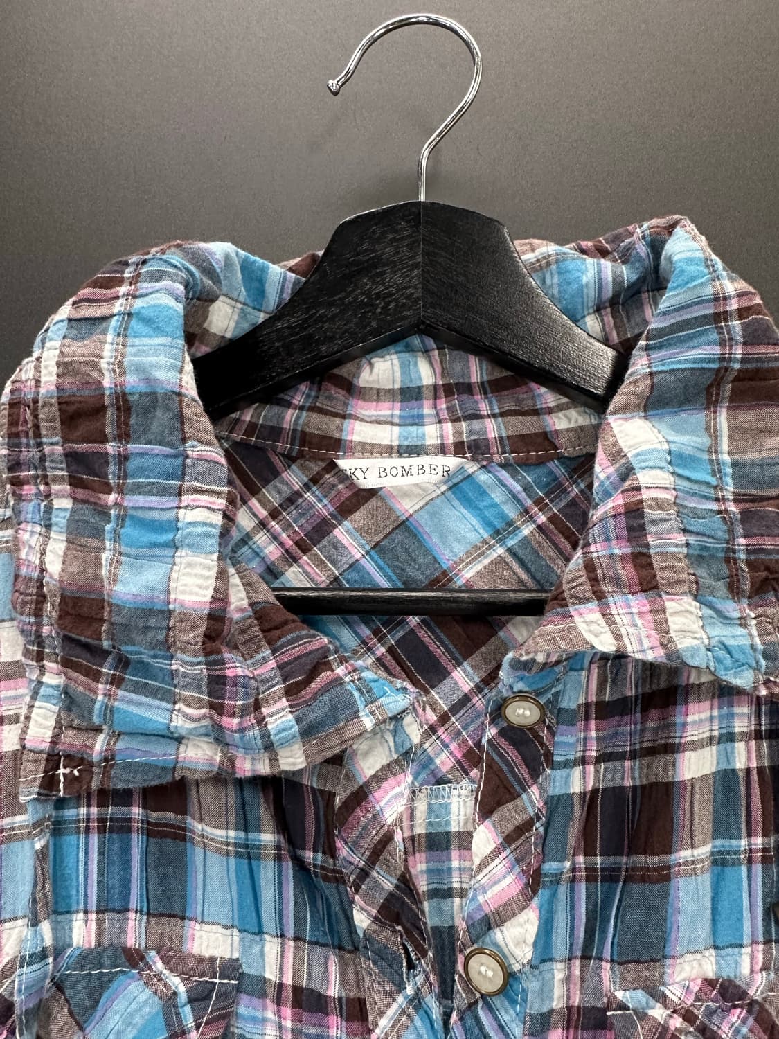 Vintage 체크셔링 포켓 반팔셔츠 상품이미지5