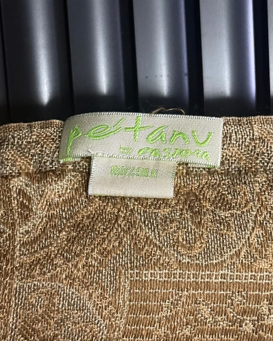 PASHMA 페이즐리 패턴 빈티지 실크 머플러 목도리 에스닉 웨스턴 골드 상품이미지7