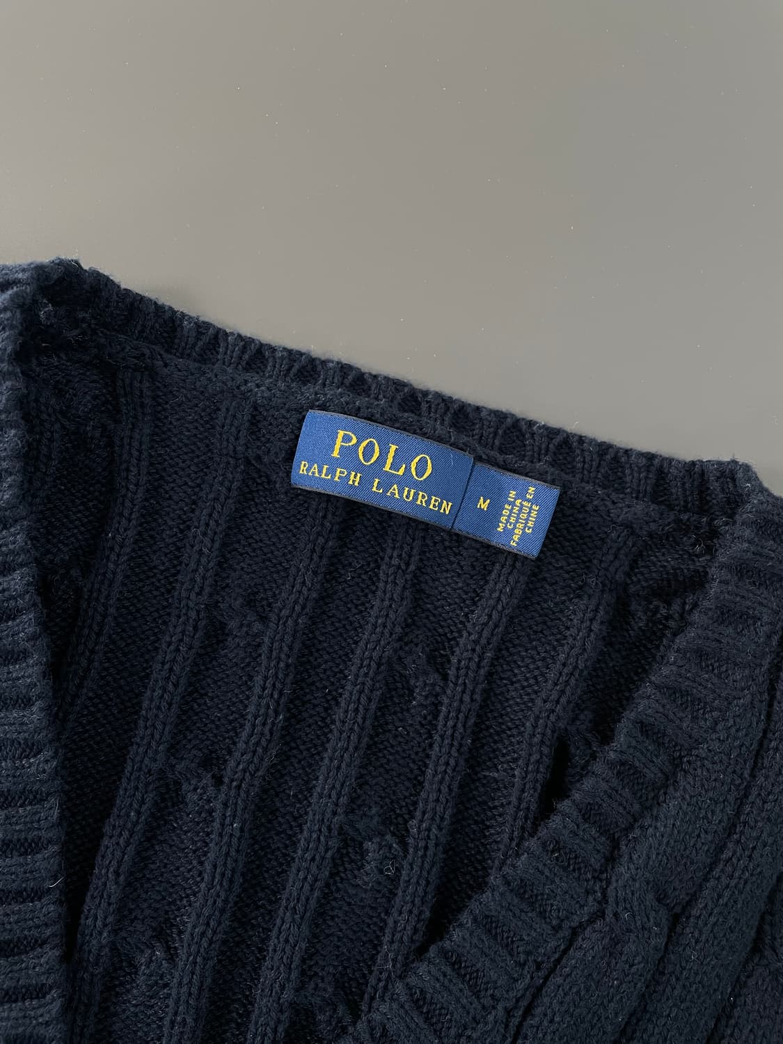 [M] 폴로 랄프로렌 코튼 케이블 꽈배기 브이넥 니트 스웨터 상품이미지6