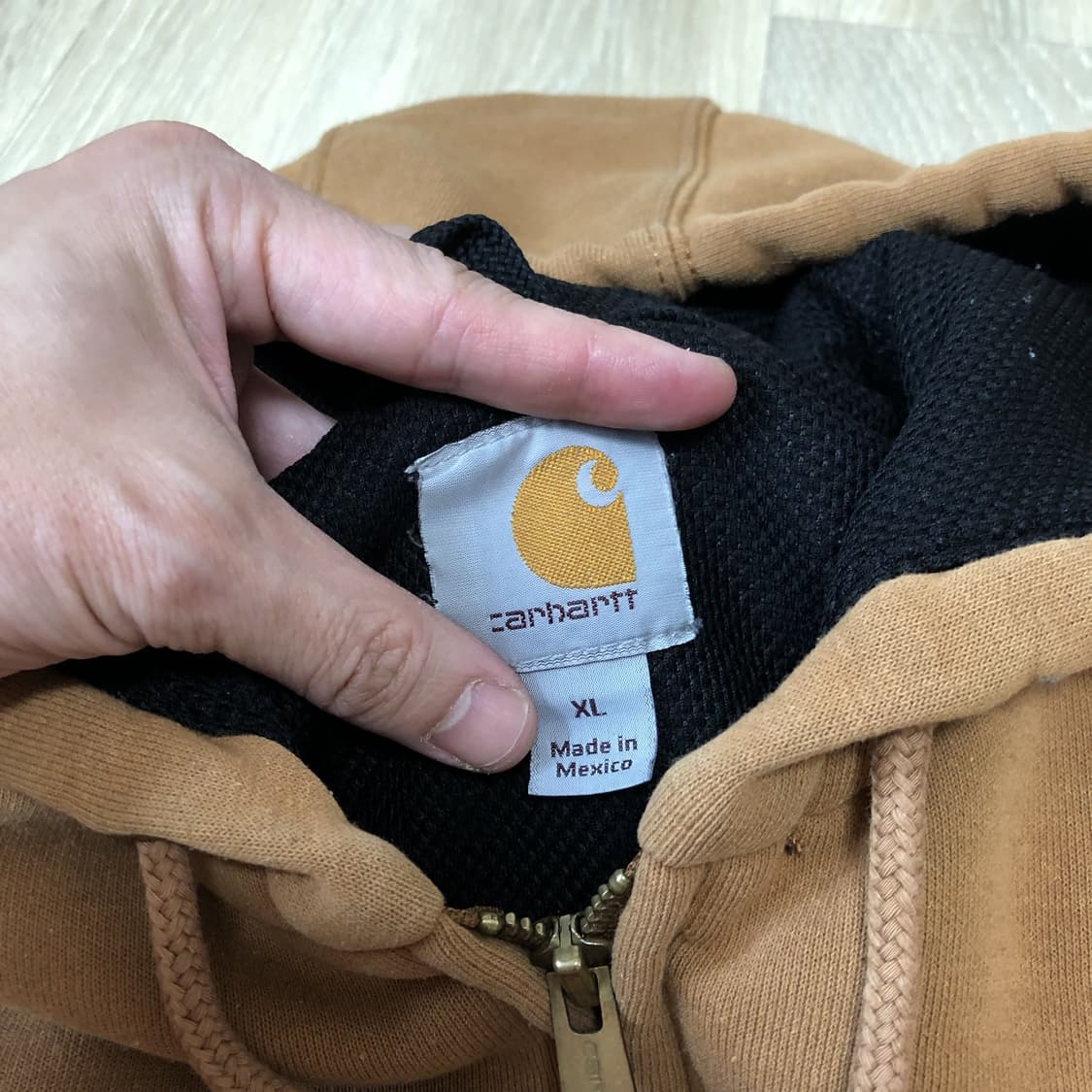 (XL) 칼하트 Carhartt 서멀 후드 집업 카멜 브라운 상품이미지7