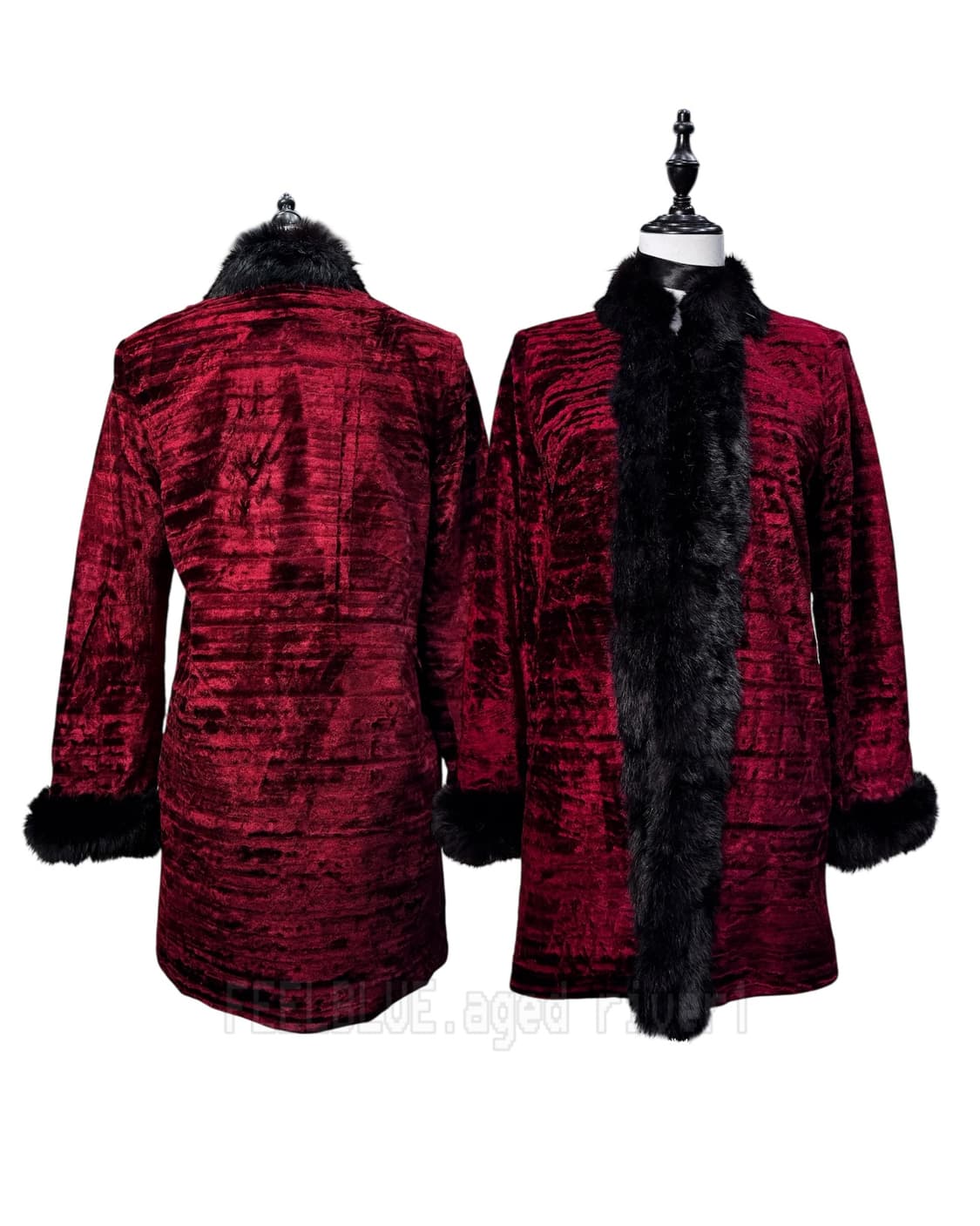 Halter Slip Top & Fur Velvet Coat (2pcs) 상품이미지5