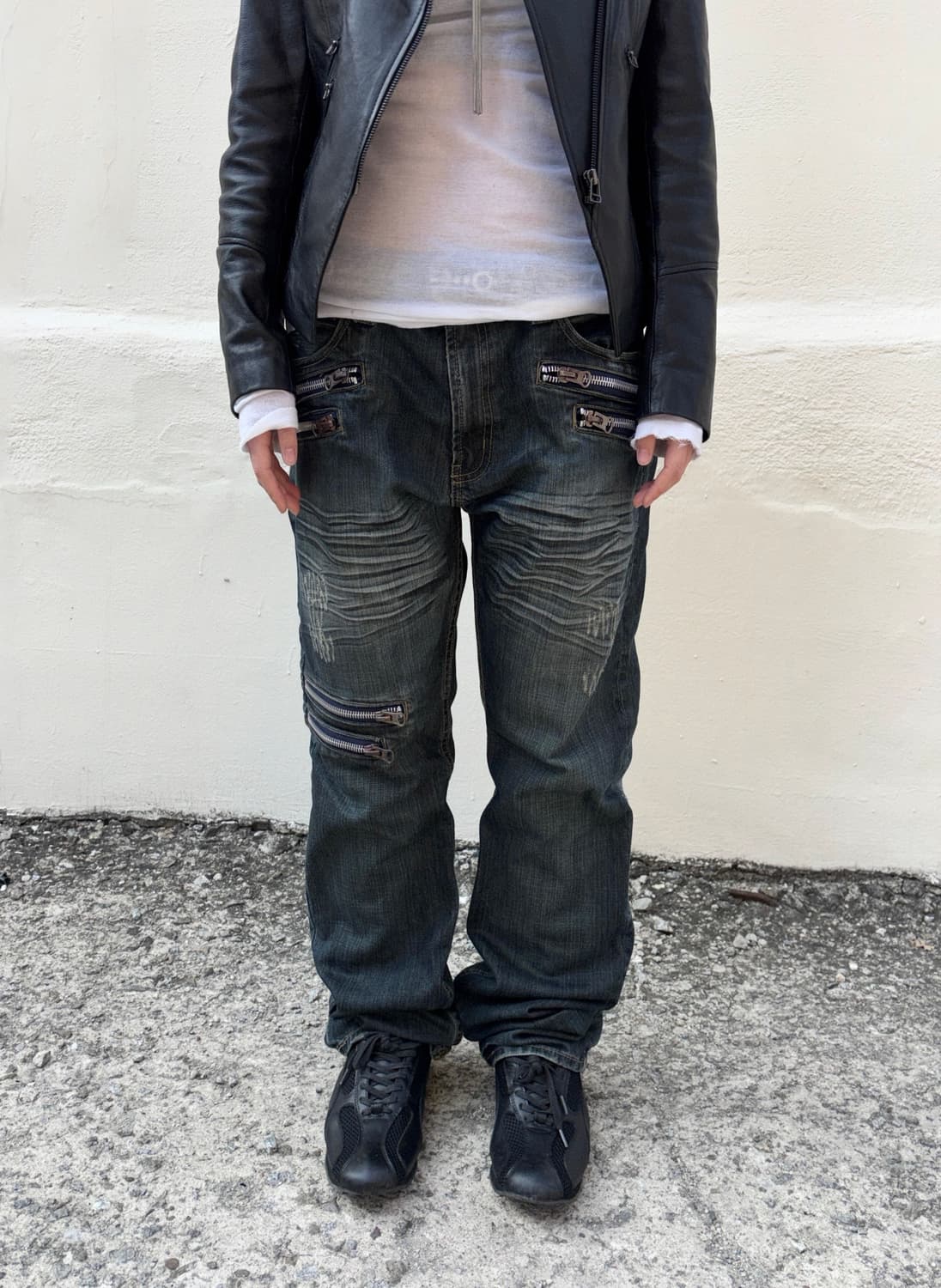 Washing zipper denim jean 상품이미지1