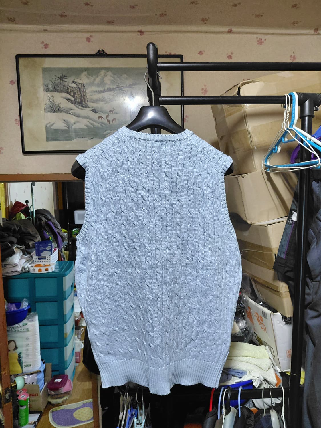 [폴로 랄프로렌]면 케이블 브이넥 니트 베스트(조끼)100사이즈 상품이미지2