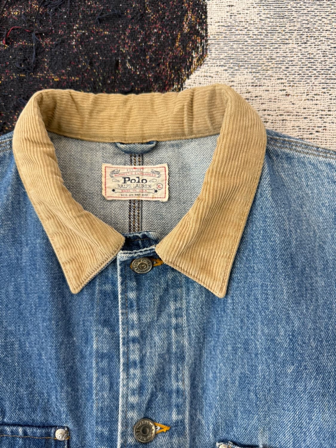 90s 폴로 랄프로렌 덩가리 데님자켓 XL (포켓 없는 버젼) 상품이미지7