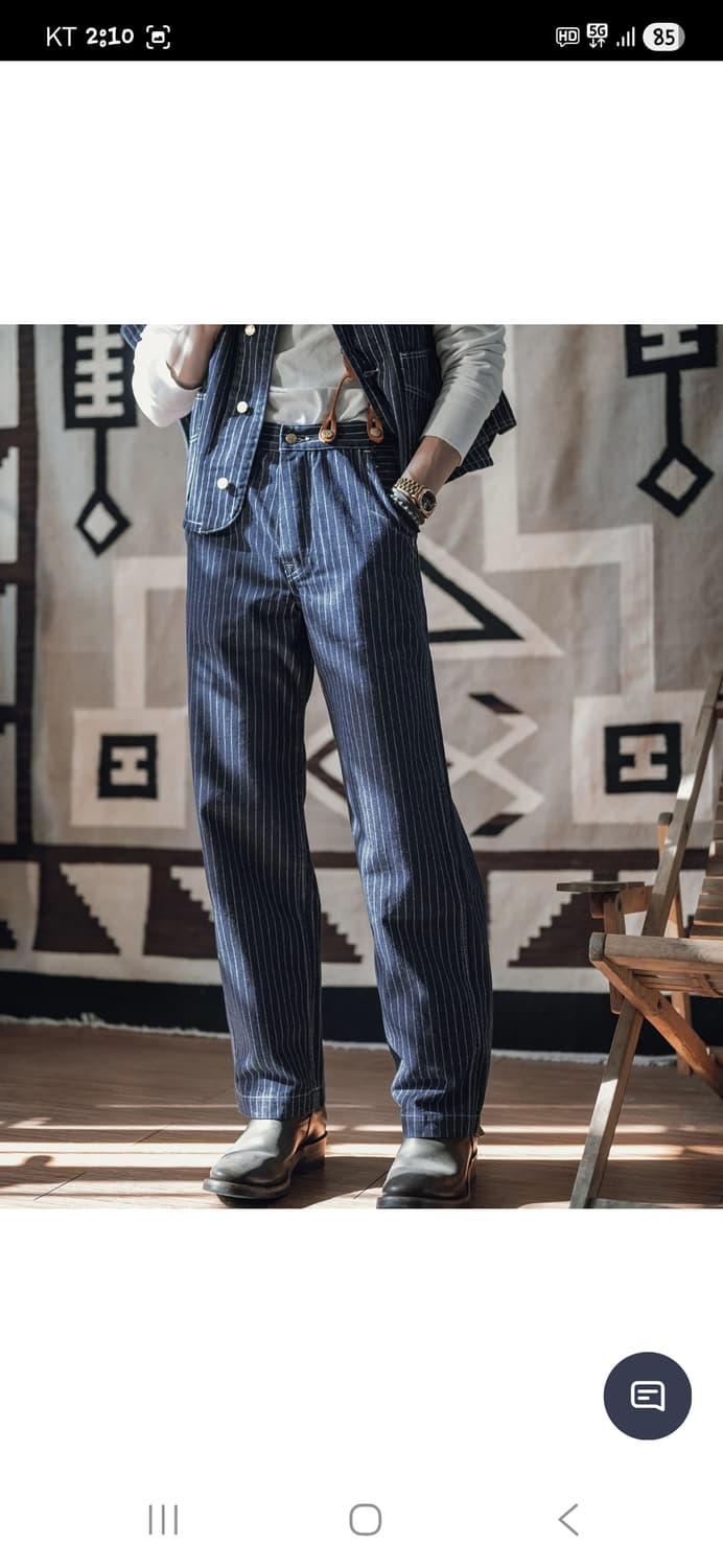 논스탁 레일웨이 워크 스트라이프 데님팬츠 m 대략 29 상품이미지6