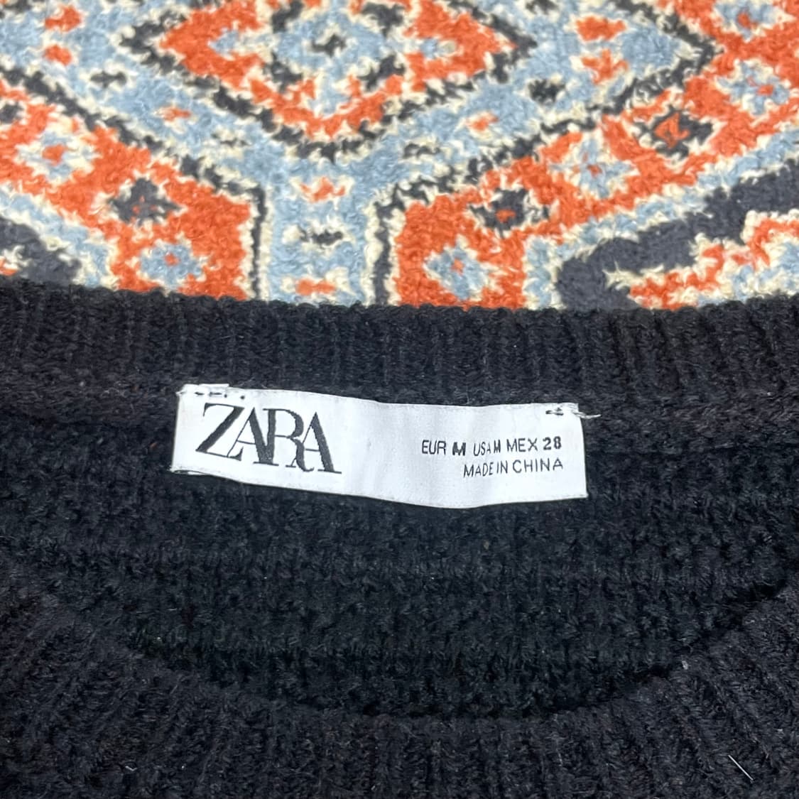 자라 블랙 리본패턴 벌룬 크롭 니트 여성M 상품이미지4