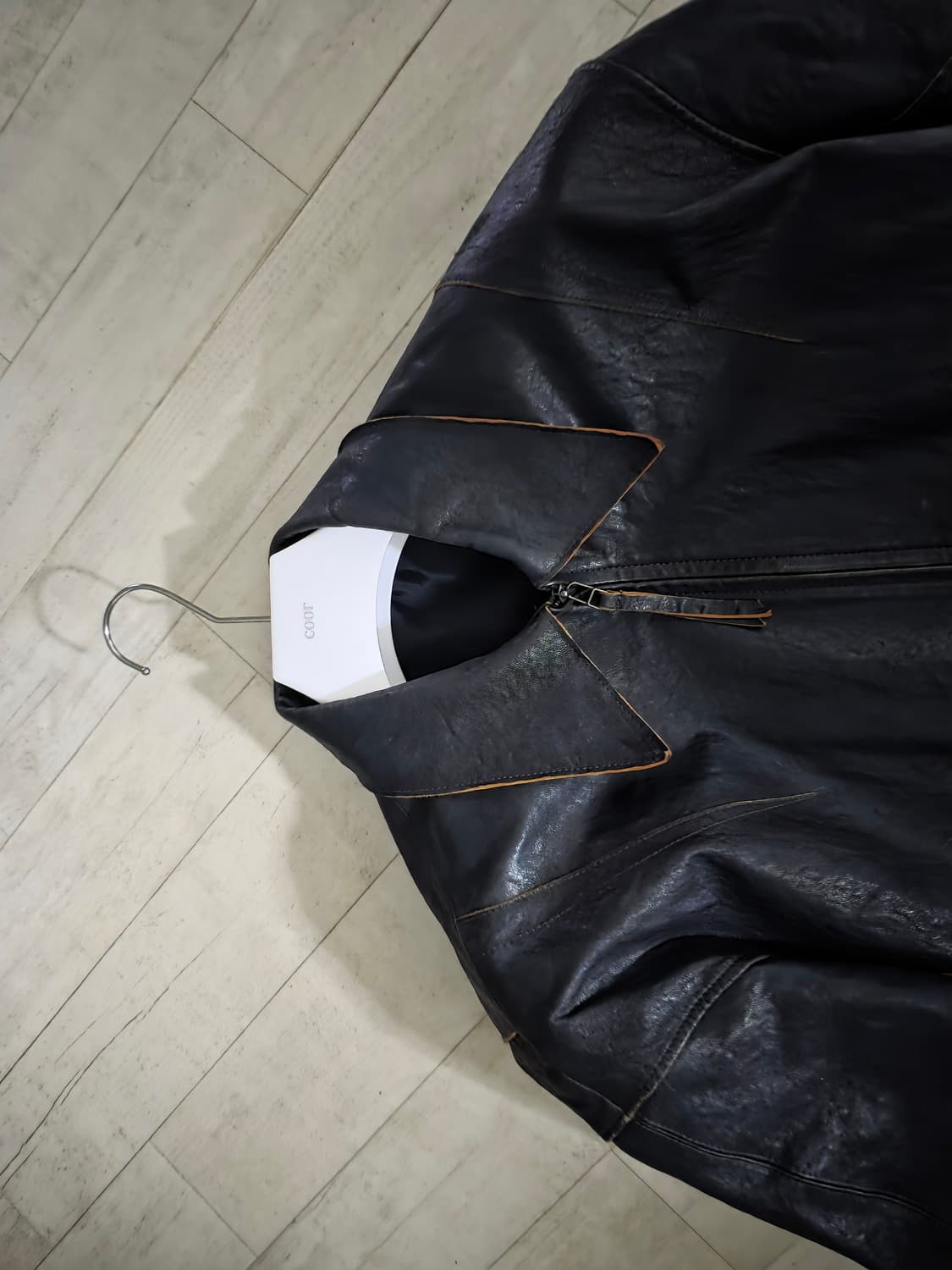 쿠어 컷오프 램스킨 레더 자켓 L 상품이미지2