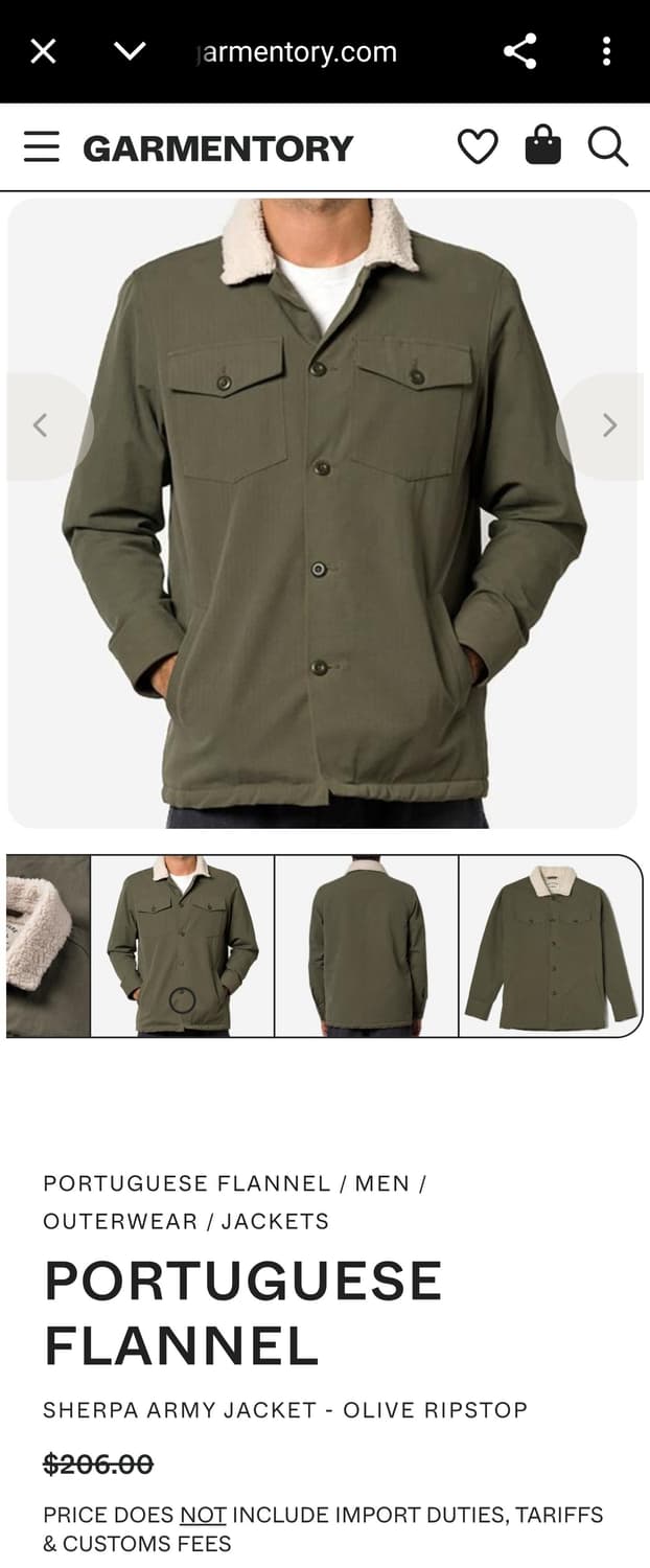 실측 L) 포르투기스 플란넬 쉐르파 포켓 아미 워크 자켓 올리브 립스탑 상품이미지8