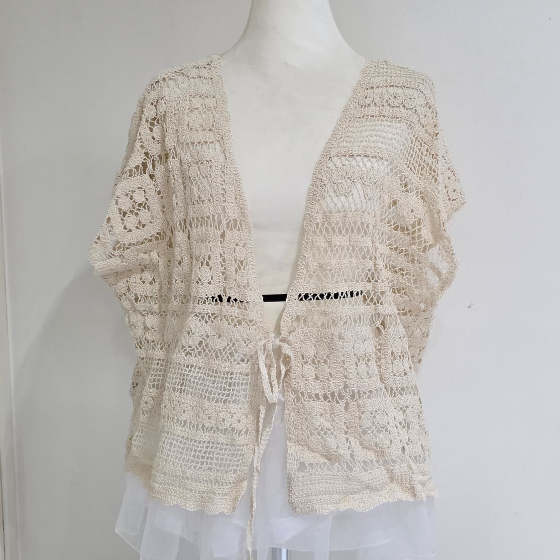 모리걸 아이보리 크로셰 뜨개니트 가디건 상품이미지1