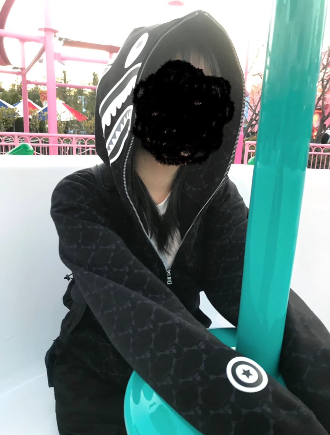 베이프 컬리지 모노그램 샤크 후드 블랙 상품이미지3