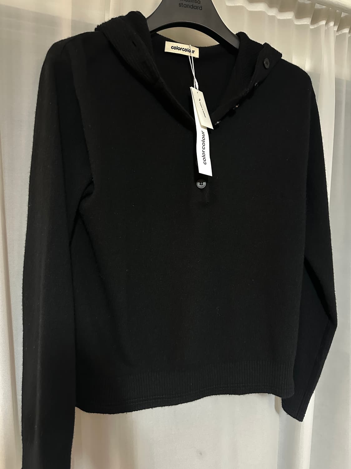 (새상품) [S] 컬러컬러 버튼후디 블랙 상품이미지5