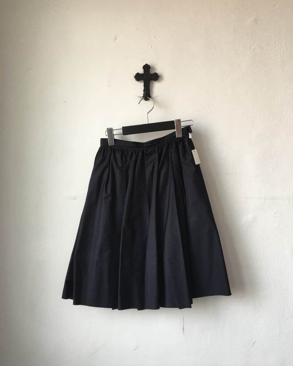 Navy Pleats flare skirt 상품이미지1