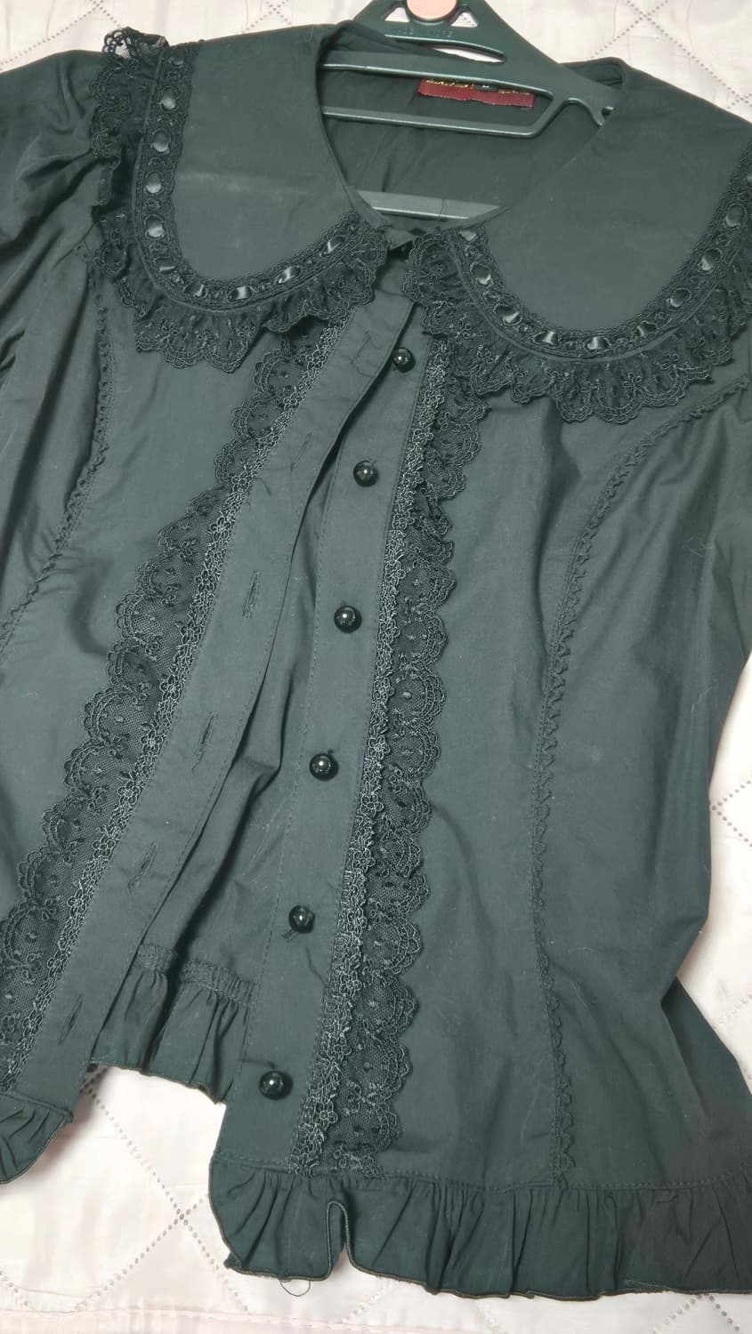 바디라인 우사미미 블랙 블라우스 일브 빈티지 갸루 토끼 고딕 상품이미지1