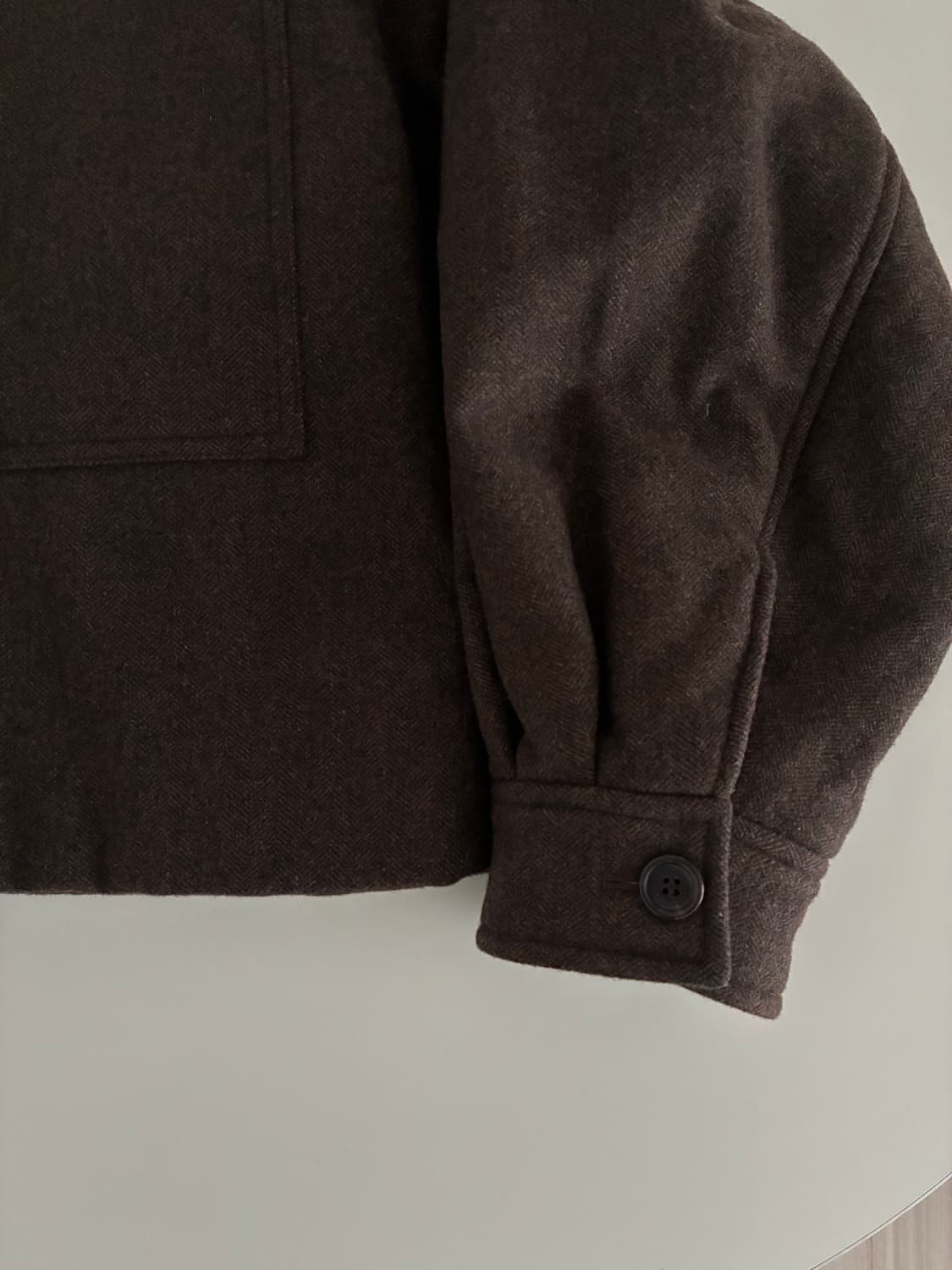 아모멘토 울 패디드 크롭 자켓 브라운 M 상품이미지6