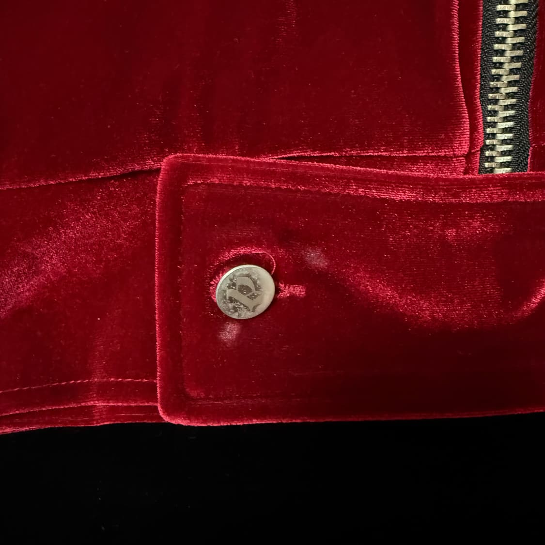 어나더유스 레드 벨벳 크롭 봄버 블루종 자켓 상품이미지5