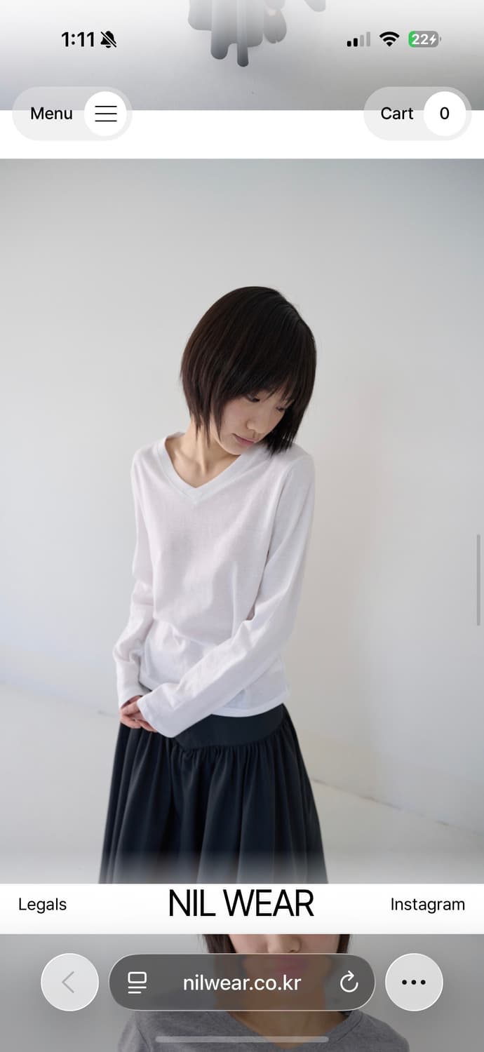 nilwear닐웨어니들브이넥티셔츠흰색티셔츠긴팔티셔츠옷벼룩옷장정리 상품이미지1