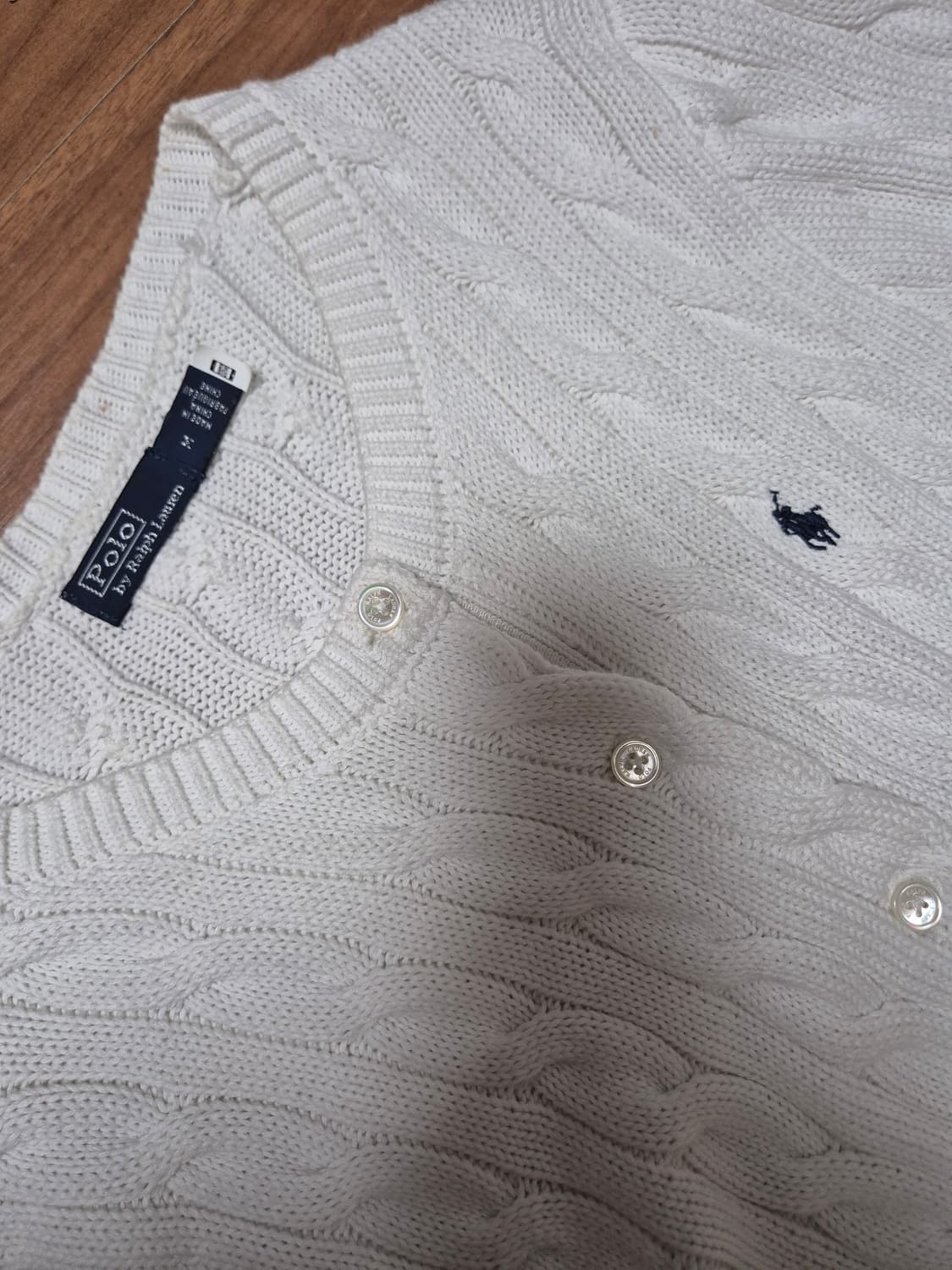 폴로 랄프로렌 케이블/꽈배기 가디건 화이트 여성 M 상품이미지1