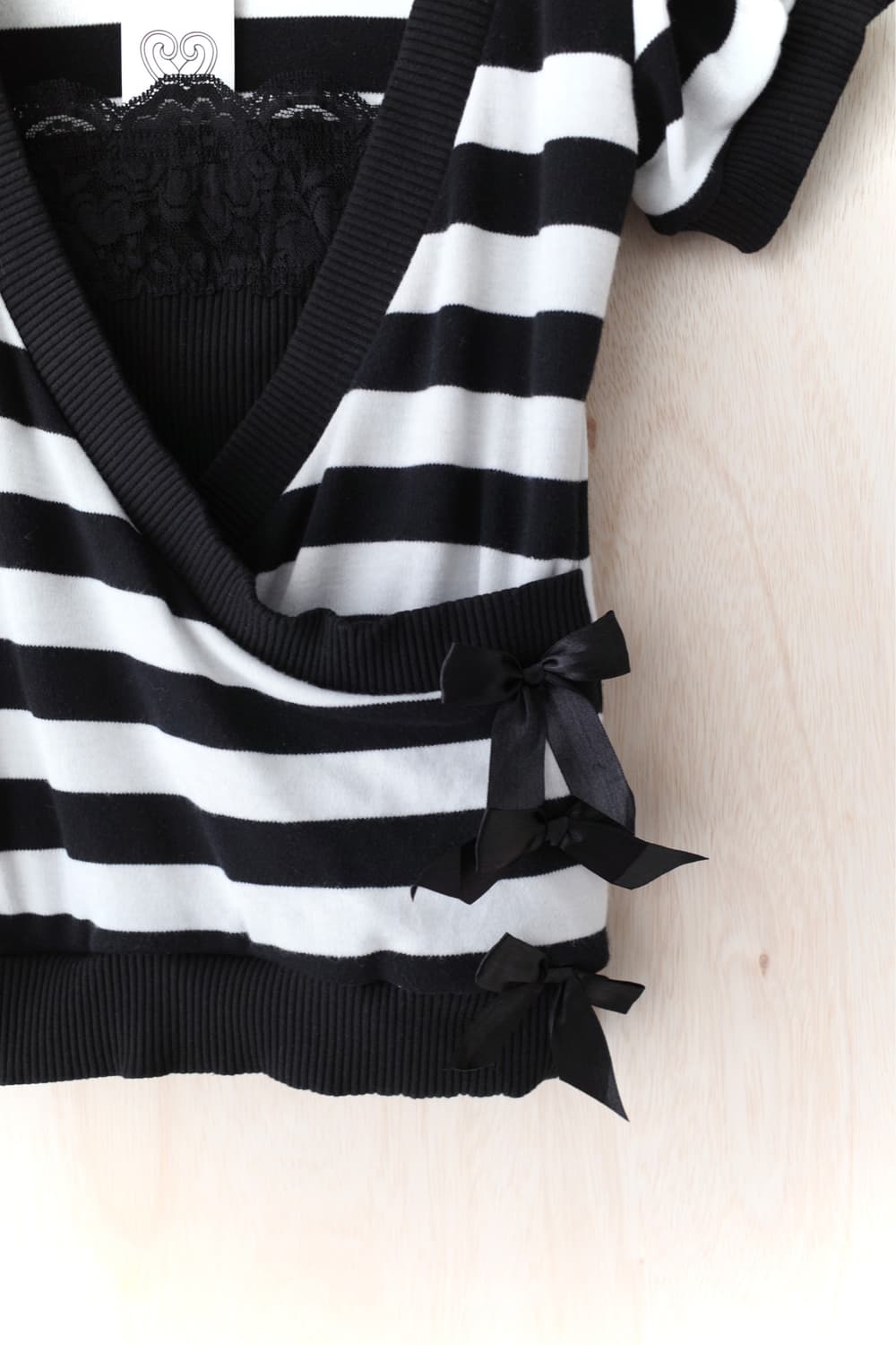 stripe lace half T 상품이미지4