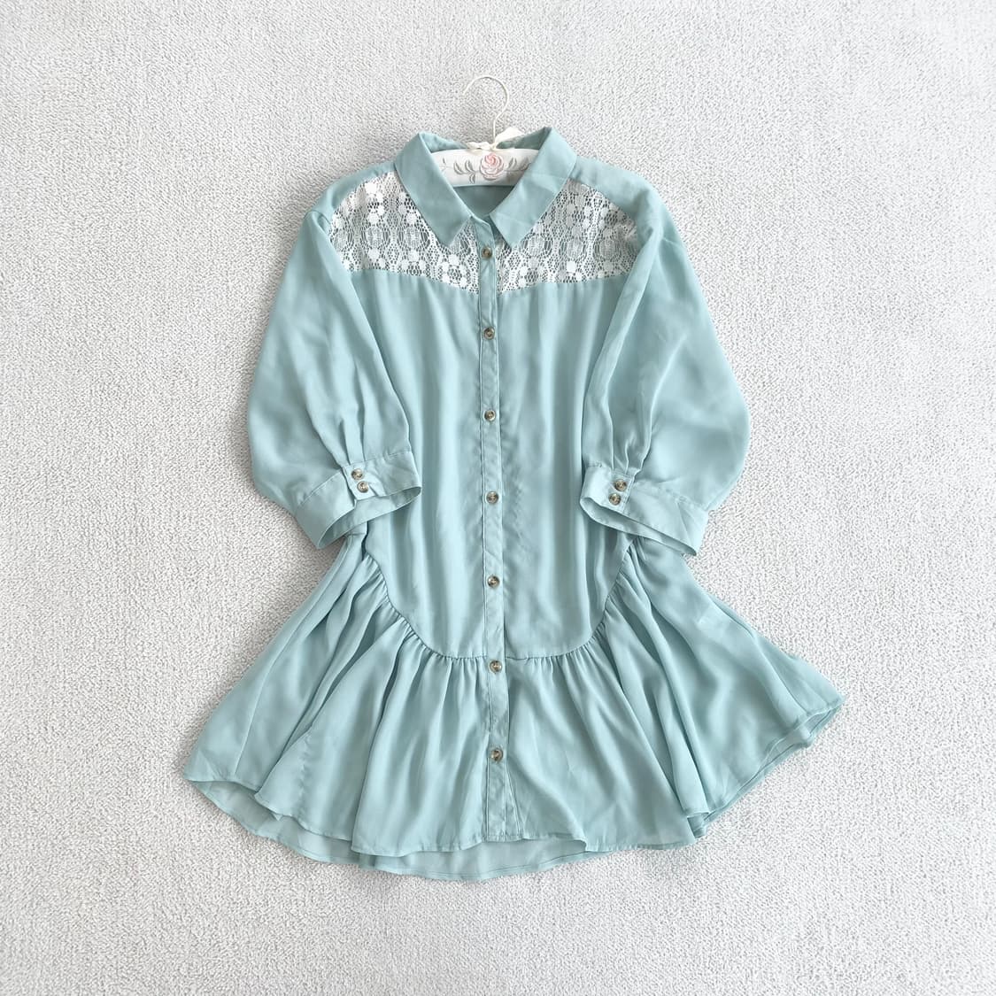 민트코어 ♥ 레이스 셔츠 쉬폰 원피스 상품이미지1