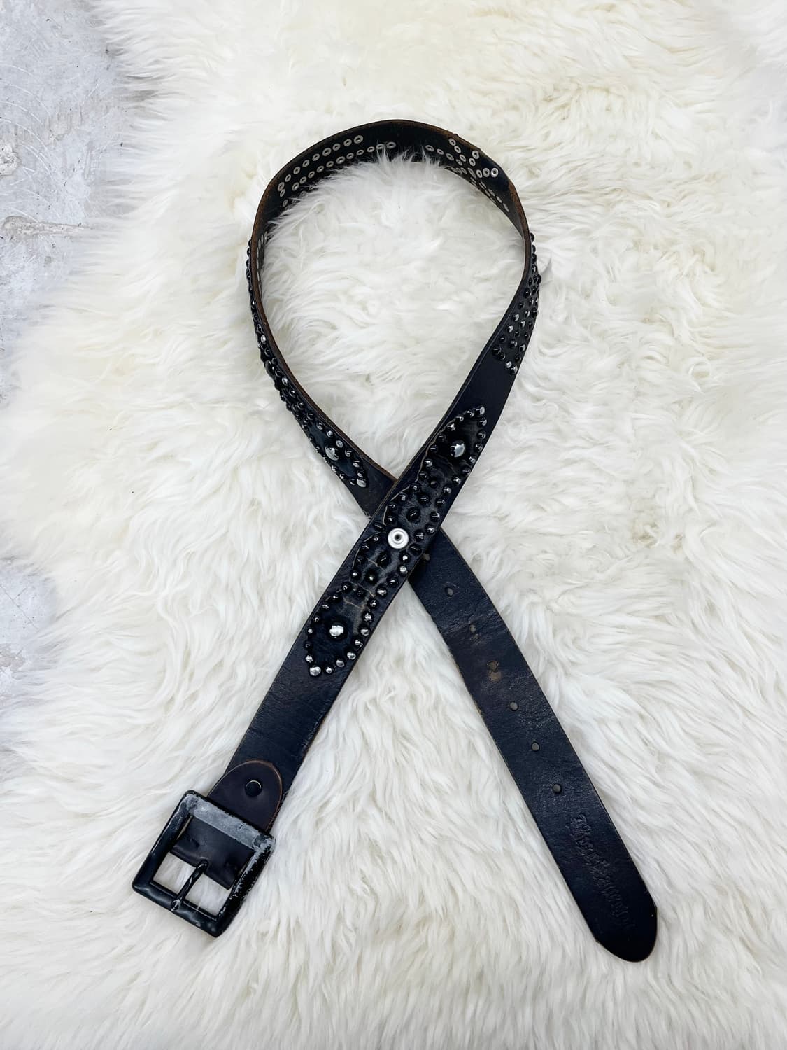 리얼레더 송치 스터드 디테일 버클 벨트 상품이미지1