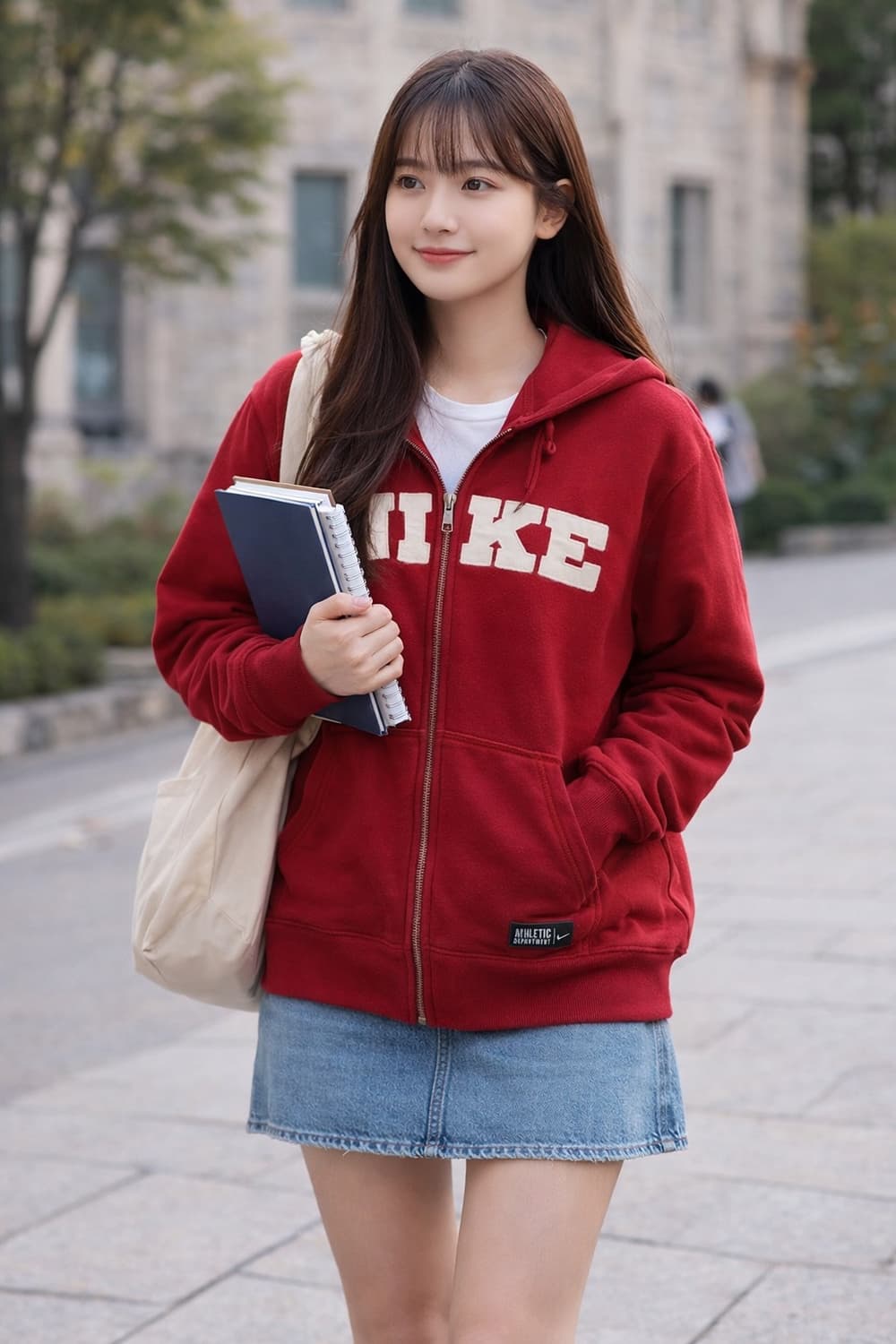 나이키 로고 버건디 후드집업 L 상품이미지2