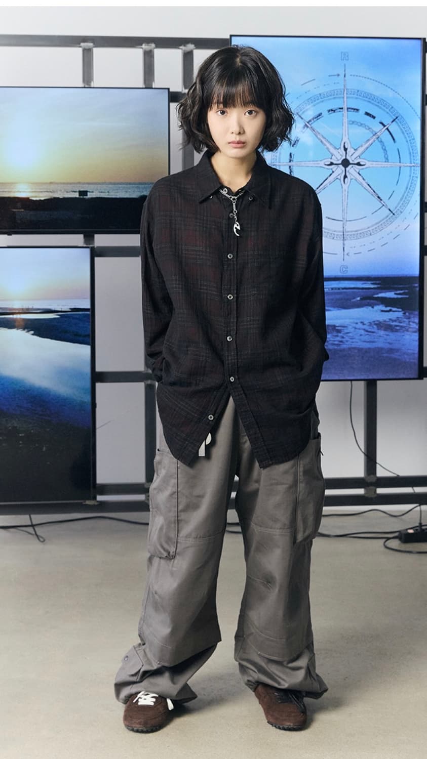 해칭룸 한로로 셔츠 블랙/레드 3사이즈 상품이미지1