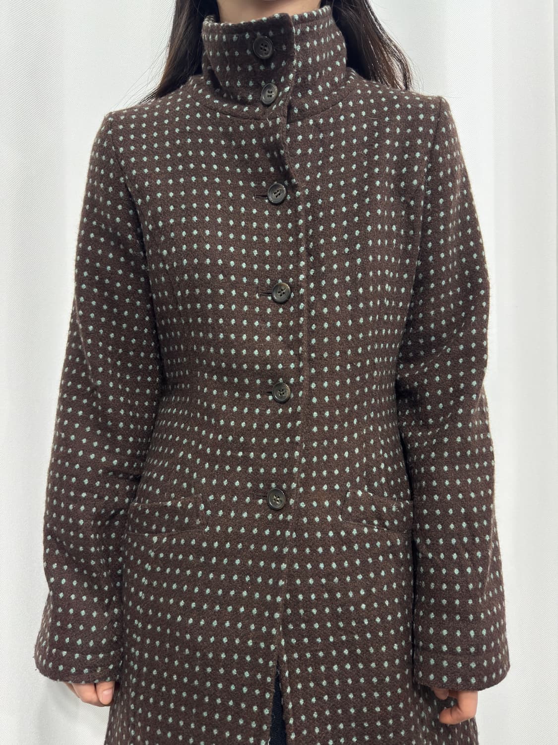 zampa mint choco dot button coat 상품이미지1
