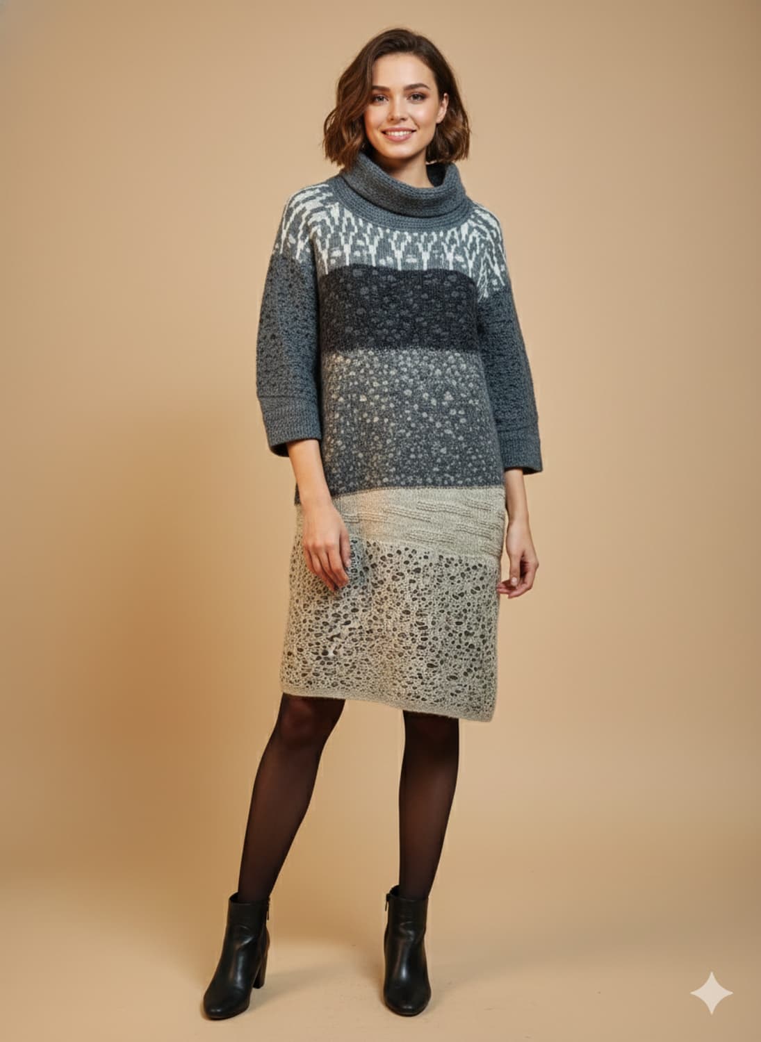 시스템 모헤어패턴 니트 튜닉 원피스 상품이미지1