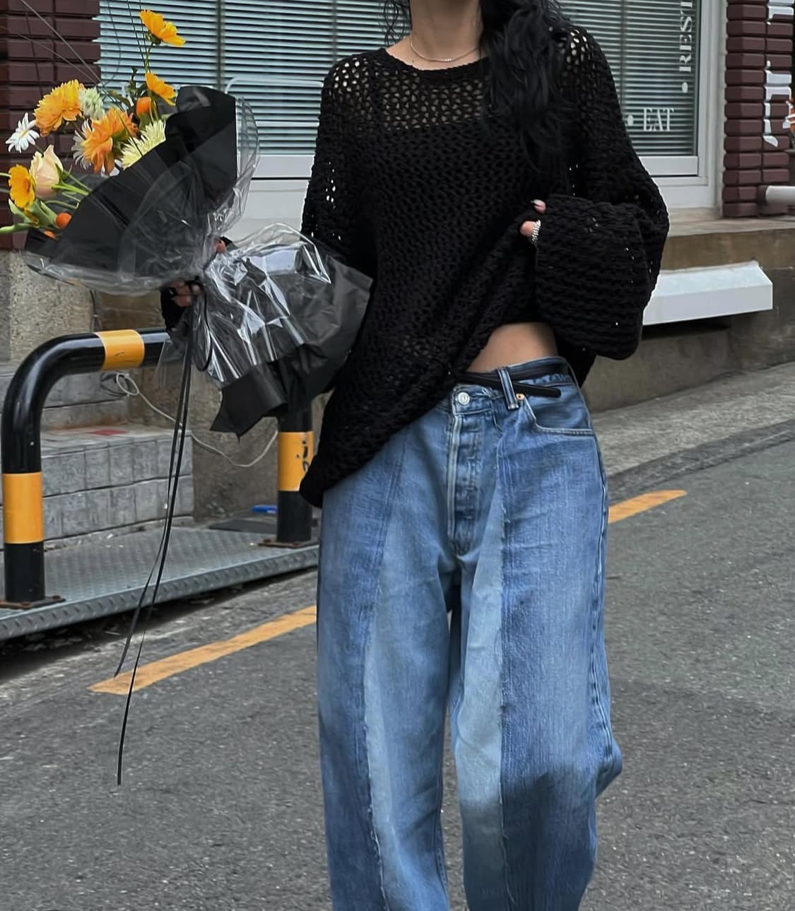 트리밍버드 Boat neck net knit [Black] 상품이미지2