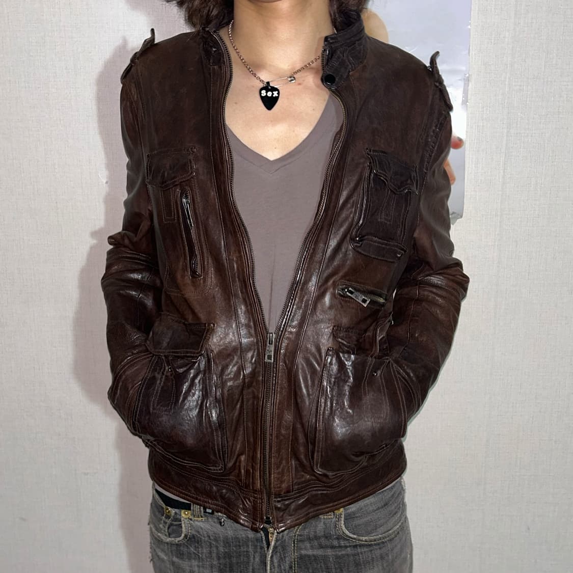 4포켓 이탈리안 레더 자켓  상품이미지5