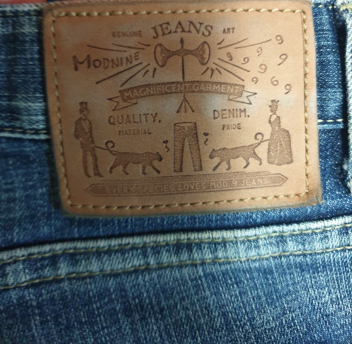 모드나인 MOD1ss 슬림 스트레이트 빈티지워싱 스판 데님진 (33) 상품이미지4