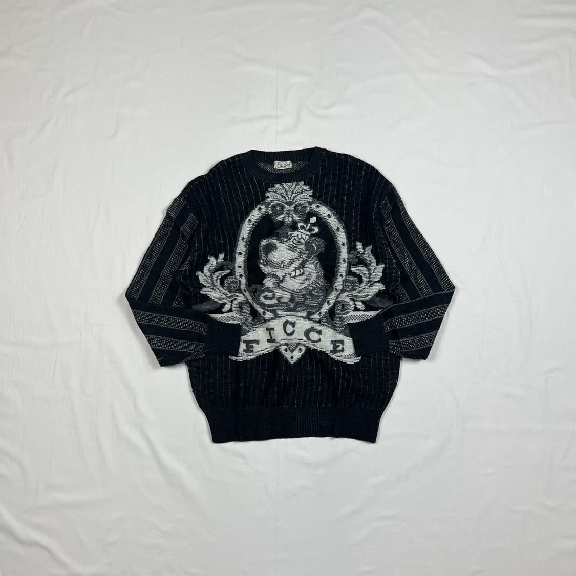 90‘s 97년도 ficce 요시유키코니시 웨키레이스 카툰 니트 상품이미지1