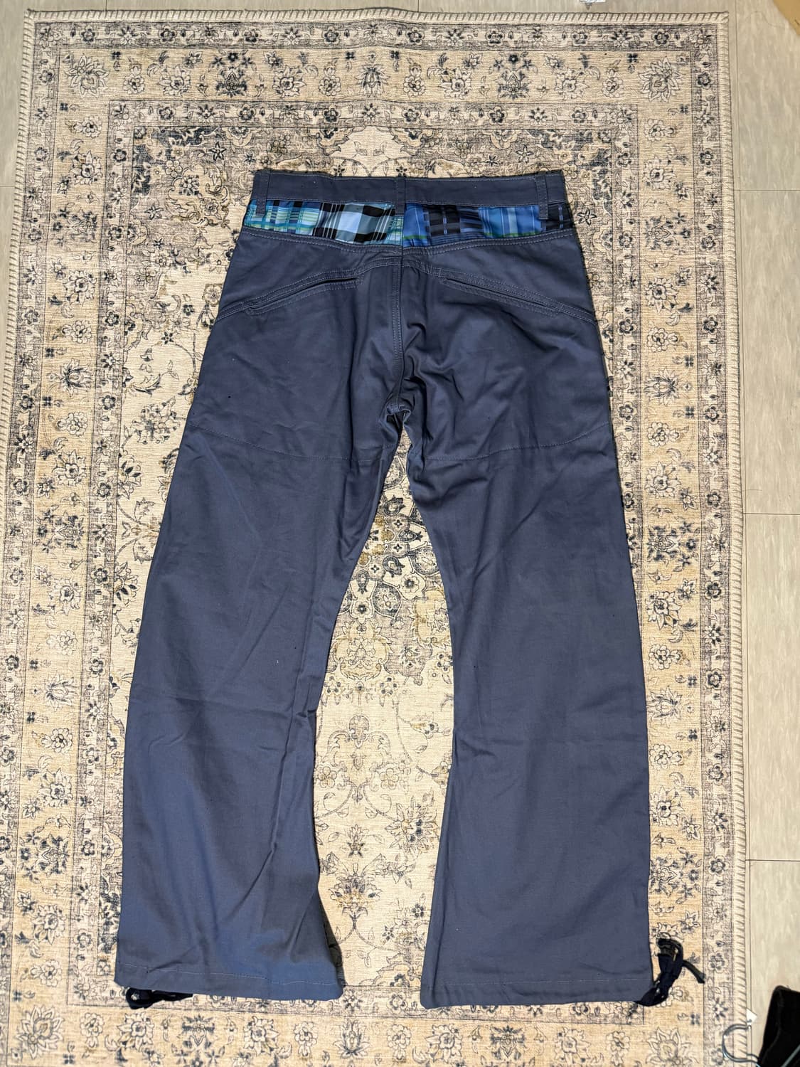 Back check blue cotton pants  상품이미지7