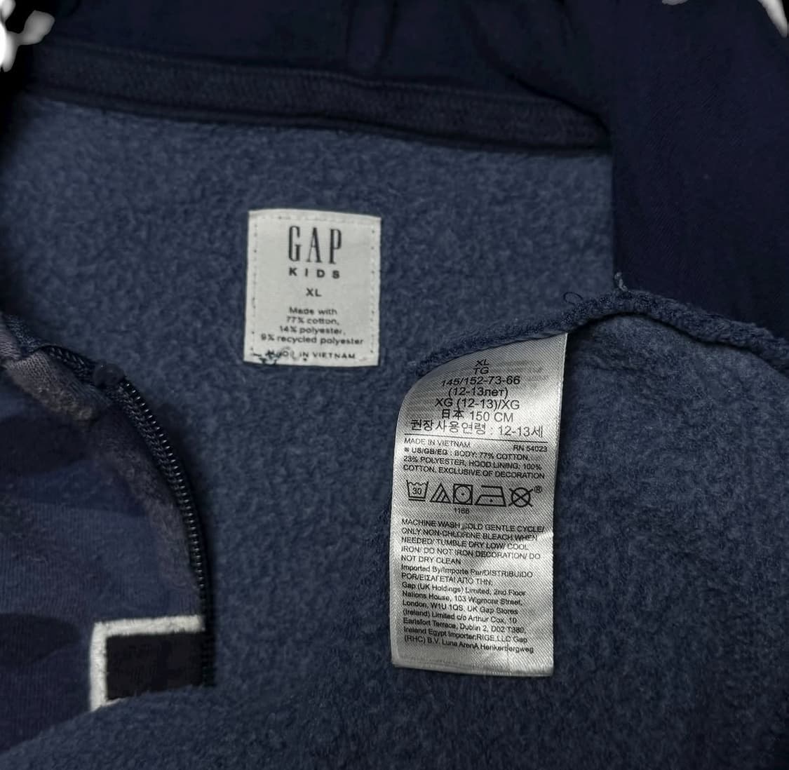 갭 GAP 블루 카모 후드 집업(키즈-XL) 상품이미지3