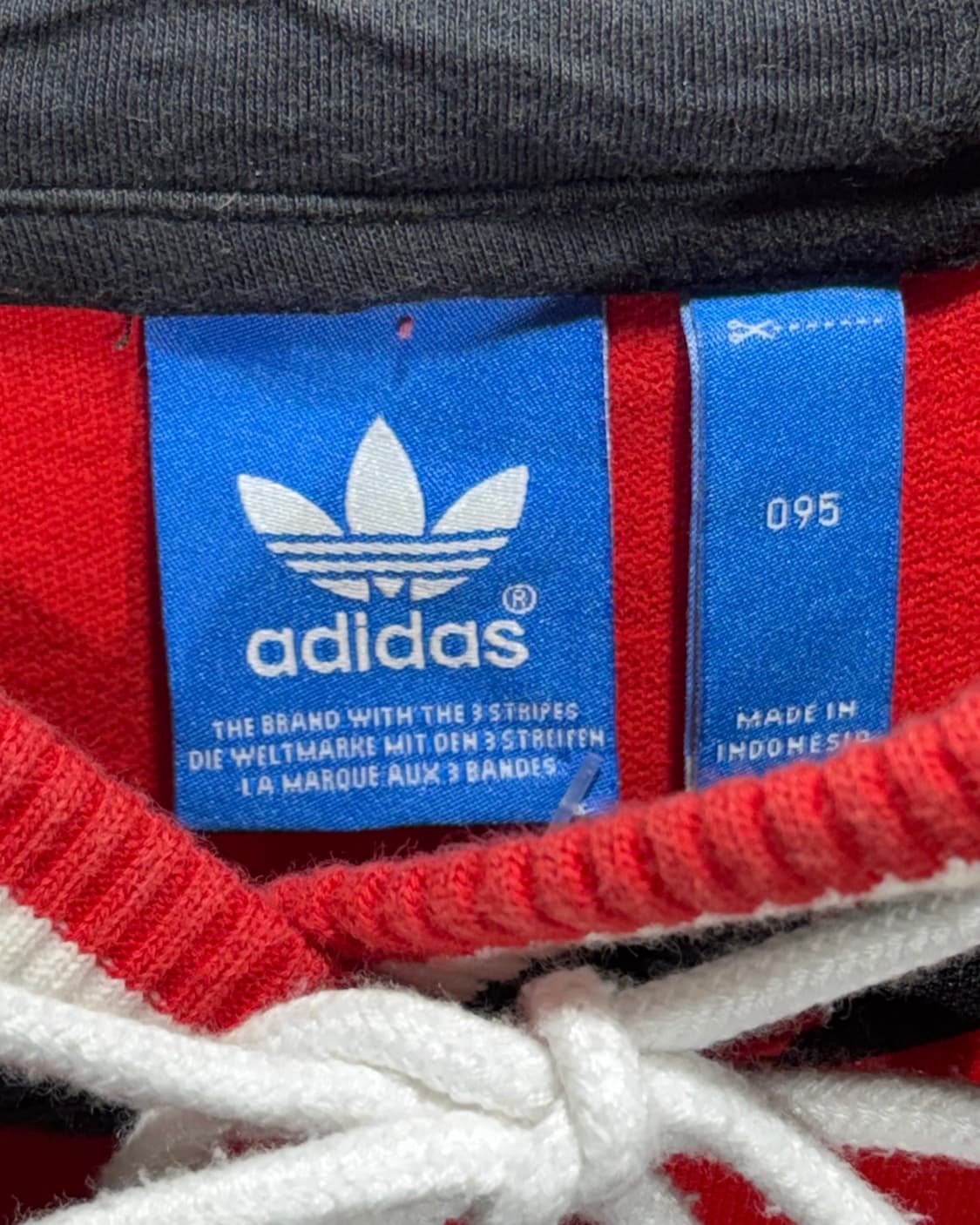 M 아디다스 빅로고 배색 레드 후드티 상품이미지6