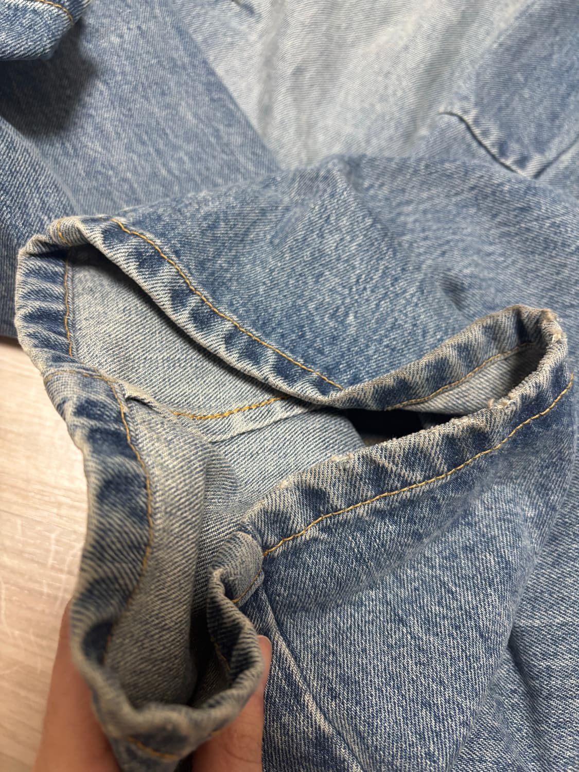 디키즈 x 해칭룸 벨티드 스노우 데님팬츠 청바지 washed blue 상품이미지8