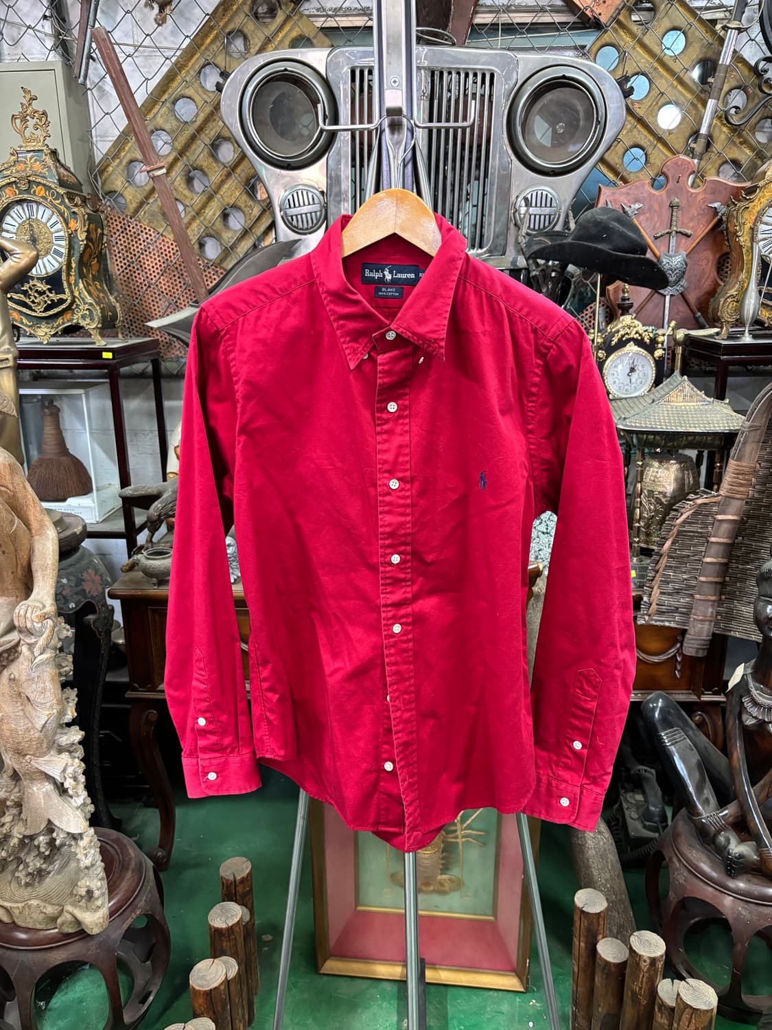 폴로 랄프로렌 블레이크 라인 레드 긴팔 버튼 다운 셔츠 상품이미지1