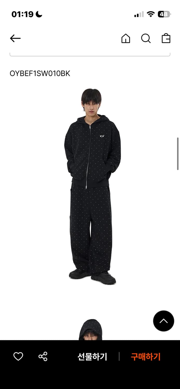 오와이 crystal dot hoodie zip up 상품이미지3