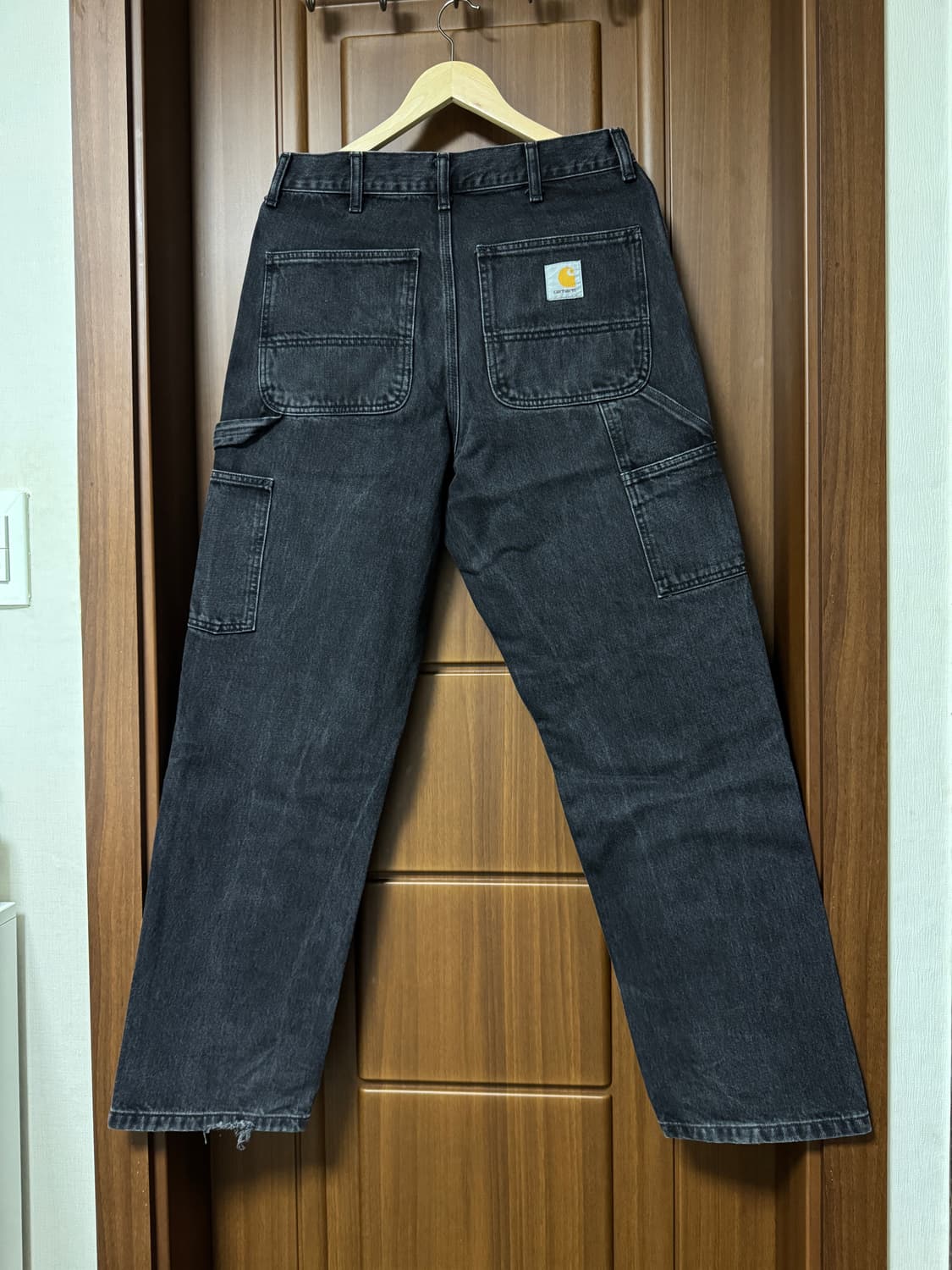 30 칼하트 싱글니 팬츠 스미스 black stone washed 상품이미지2