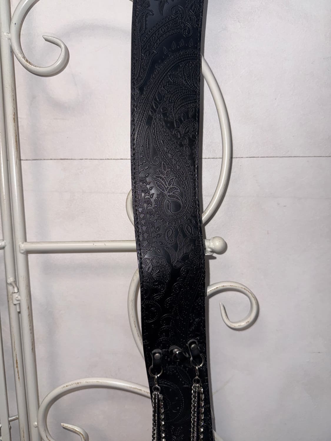 Black oriental embossing chain buckle 벨트 상품이미지5