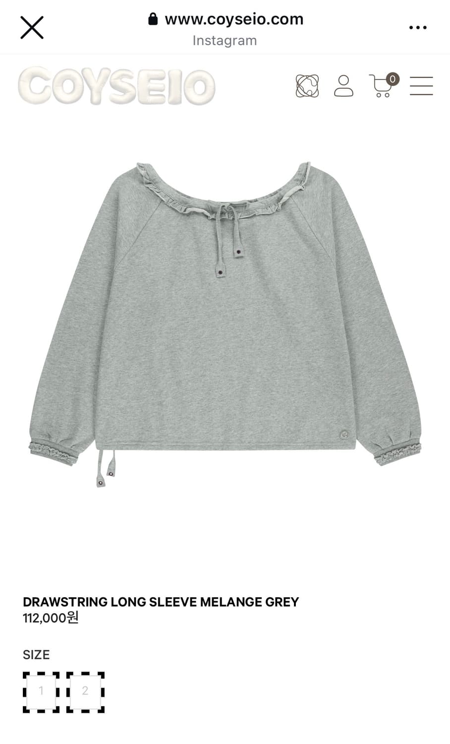코이세이오 드로우 스트링 롱슬리브 그레이 상품이미지1