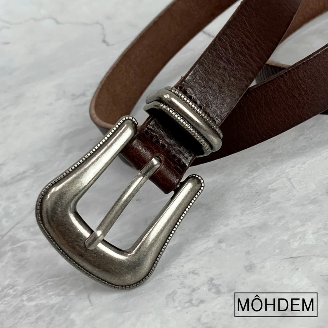 [Unisex] 클래식 웨스턴 이태리소가죽 벨트 브라운 상품이미지7