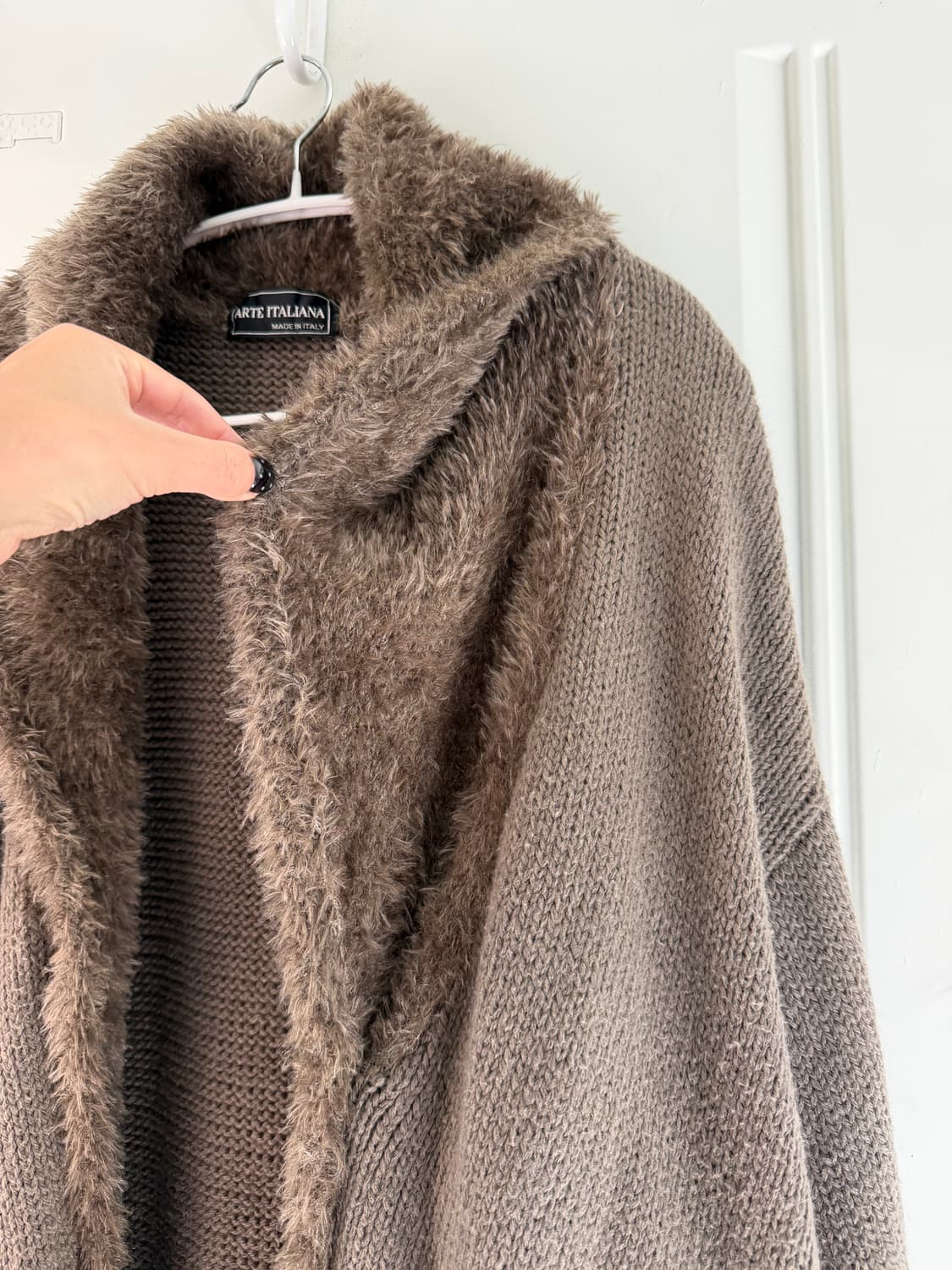 이태리 퍼 디테일 니트가디건 상품이미지7