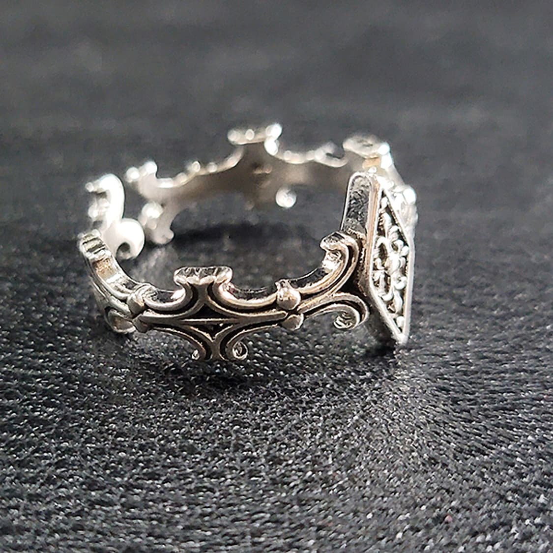 Loxmar 백동 남자 엔틱 빈티지 명품 다이아 꽃 십자가 반지 상품이미지2