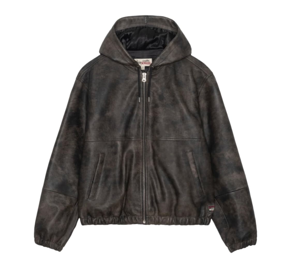 (L) 스투시 스톤워시 레더 워크 자켓 상품이미지1