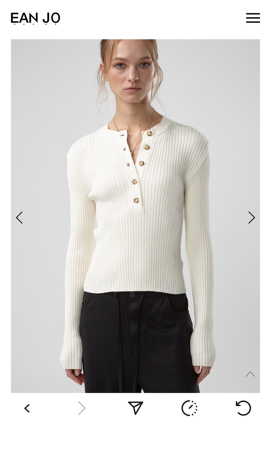 이안조 DEEP HENLEY NECK RIBBED KNIT (IVORY) 상품이미지1